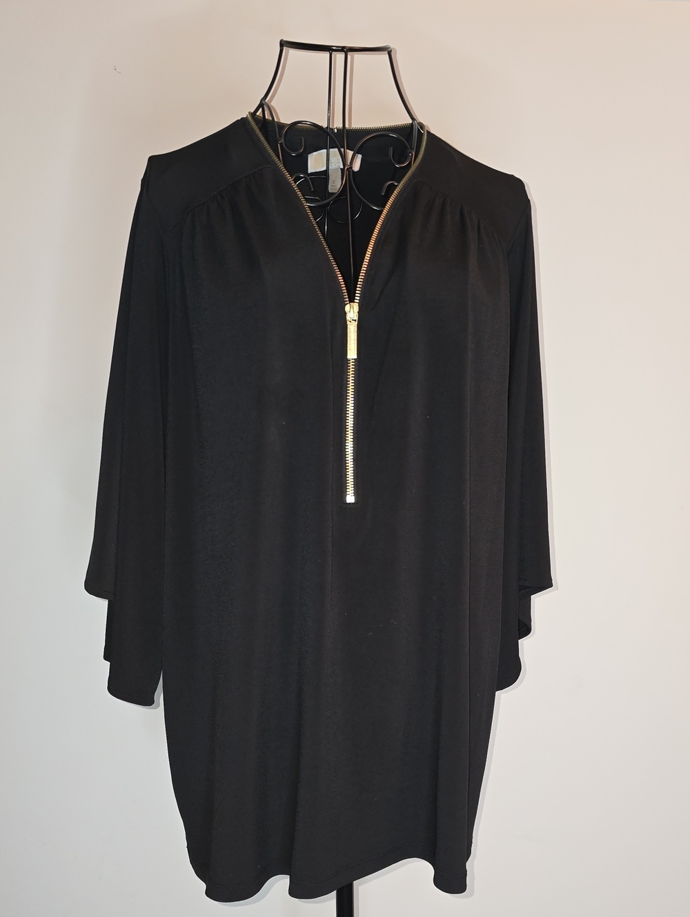 Michael Kors Black Top with Gold Zip Detail